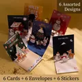 Lot de cartes de Noël 3D avec motifs bonhomme de neige et renne aux couleurs festives - Collection Complète - HK011 Coffret de Cartes Fête de Noël