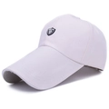 Light gray canvas baseball cap with extra long brim and shield 55 numeric logo - Light Beige