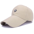 Khaki long brim baseball cap with shield logo 55 and reinforced double stitching - Dark Camel