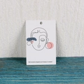 White cardboard jewelry display card with minimalist line face art for earrings - 6x9cm