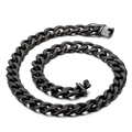 Collar de cadena cubana hip hop en acero inoxidable negro con hebilla de diamantes - Collar Negro