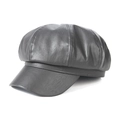 Gorra clásica de repartidor en cuero gris para mujer con diseño retro de ocho paneles - Adulto / Gris