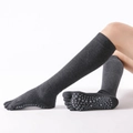 Dark grey over-the-knee yoga socks with five-toe design and non-slip silicone grip soles - One Size / (Full Toe) Dark Grey