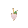 Ciondolo a pesca a forma di cuore con placcatura in oro e gemma verde brillante - Pesca Cuore Rosa