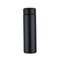 Sleek matte black smart vacuum thermos flask with LED temperature touch display - 16oz / Straight Cup Black / No Display
