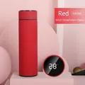 Red 480ML smart vacuum flask with matte finish and LED touch temperature display - 16oz / Rubber Paint Red / Smart Temp Display