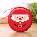 Christmas Santa Claus round coin purse with red EVA shell and portable lanyard strap - Round / 7.5*3.5cm / Christmas 4 - Santa Face