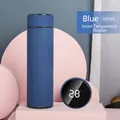 Smart blue 480ml thermos with LED temperature display and matte finish on a stand - 16oz / Rubber Paint Blue / Smart Temp Display