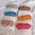 Set of 6 plush BB hair clips in assorted colors like green, brown, and pink - Woolen Waterdrop Mixed Colors