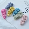 Set of six colorful plush triangle hair clips in soft macaron colors for women - Woolen Triangle Mixed Colors