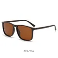 Classic men's square polarized sunglasses with sand tea matte TR90 frames and brown lenses - Matte Tea Frame Tea Lens