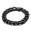 Pulsera de cadena plana de acero de titanio chapado en oro 18K estilo punk negro - Pulsera Color Negro (KB139251-Z)