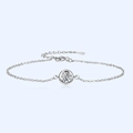 Elegant silver bubble bracelet for women featuring a round moissanite in a solitaire setting - White Gold