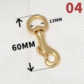 Golden solid brass snap hook for bags and pet leashes, 60mm length with 13mm inner ring - No.4 13x60mm