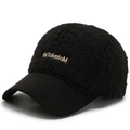 Schwarze Winter-Baseballkappe aus weichem Sherpa-Fleece mit goldener Bestickung - Schwarz