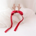 Christmas reindeer antler hair clip with red satin bow and golden glitter accents - 2 Gold Antler with Red Ribbon Tassels