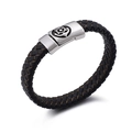 Pulsera tejida de cuero negro para hombre con cierre magnético de ancla en acero inoxidable - 21cm / Ancla de Línea Marrón (KB85026-K)