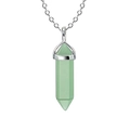 Ketting met lichtgroene zeshoekige kristallen hanger en zilverkleurige schakelketting - Groene Aventurijn met ketting
