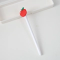 Stylo gel blanc dessin animé avec topper pomme rouge 3D pour bureau et étudiants - Pomme