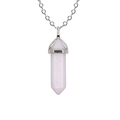 Lavender hexagonal crystal pillar pendant necklace with a fine silver chain - Rose Quartz With Chain
