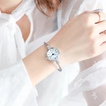 Elegant silver twisted bangle watch for women with a classic white Roman numeral dial - Roman Numerals Silver Band White Dial
