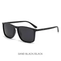 Classic polarized men's sunglasses with sand black TR90 frame and grey lenses - Matte Black Black Grey Lens