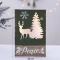 DIY Christmas tree wooden ornament with reindeer cutout and Peace print, 30x20cm - Green Wood Plaque/Peace/Reindeer