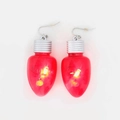Luminous red bulb-shaped LED Christmas earrings with glowing effect and metal hooks - Red Bulb Earrings