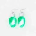 Luminous green bulb LED earrings with silver hooks for Christmas costume parties - Green Bulb Hook