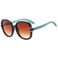 Occhiali da sole squadrati oversize alla moda con montatura nera e lenti sfumate - Montatura Nera Aste Verdi C04
