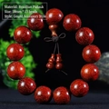 Macro shot of 18mm Brazilian Rosewood prayer beads with wood gourd and silk knots - 18mm*13 Beads (Premium Charms)