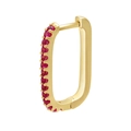 Macro di orecchini rettangolari dorati con micro-pavé di zirconi cubici rosa - Oro Zirconia Rossa