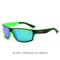 Polarized sports sunglasses with black-green frame and blue-green mirrored lenses - Black Green Frame Blue Green Lens