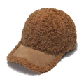 Gorra de béisbol de forro polar marrón oscuro con visera de ante y diseño cálido - 56-60cm Ajustable / Marrón