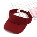Burgundy summer sun visor hat with adjustable velcro strap and cotton fabric texture - Adjustable / Burgundy