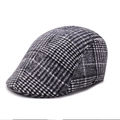 Men's wool blend flat cap with classic black and white plaid pattern for autumn winter - 58cm One Size / Light Grey Large Plaid
