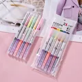 Set de 6 rotuladores fluorescentes de doble punta en colores variados para marcar y subrayar - Juego de 6 Colores de Punta Doble Bicolor