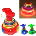 Colorful light-up music spinning top toy in red, blue, and green for kids - Classic UFO Music Gyro