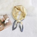 Pleated square scarf with yellow and grey houndstooth pattern for women - 70cm/Pleated / New Houndstooth Yellow