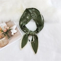 Dark green pleated scarf with white polka dots and paisley patterns, elegant tied style - 70cm/Pleated / Bagua Flower Green