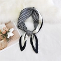 Pleated square silk scarf with black and white houndstooth pattern for elegant styling - 70cm/Pleated / New Houndstooth Black