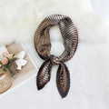 Pleated geometric neck scarf in coffee and orange patterns with accordion texture - 70cm/Pleated / Triangle Geometric Camel