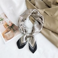 Elegant beige silk-satin scarf with black paisley and polka dot patterns - 13 Carriage Paisley Khaki Black