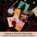 3D Pop-up Christmas card set with Santa, reindeer and snowman designs, 6-pack with envelopes - Mixed Pack of 6 - All Styles Included