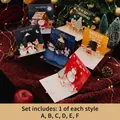 Set of 6 assorted 3D Christmas pop-up cards featuring Santa reindeer and snowmen - Christmas Party Card Set - Full Collection