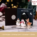 Set biglietto di Natale 3D pop-up con pupazzo di neve, busta e sigillo d'oro regalo - Stile D - Set di biglietti per la festa di Natale