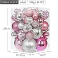 Set di 34 palline di Natale rosa e argento con varie finiture per decorazione albero - Rosa Argento