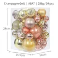 34-piece set of champagne gold Christmas balls with shiny, matte, and glitter finishes - 34 Pieces/Pack / Champagne Gold
