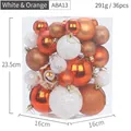 Set van 36 kerstballen in wit en oranje voor feestelijke boomdecoratie - Set van 36 / Wit-Oranje