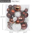 36 stuks kerstballenset in wit en chocolade met matte en glanzende afwerkingen - Set van 36 / Witte Koffie